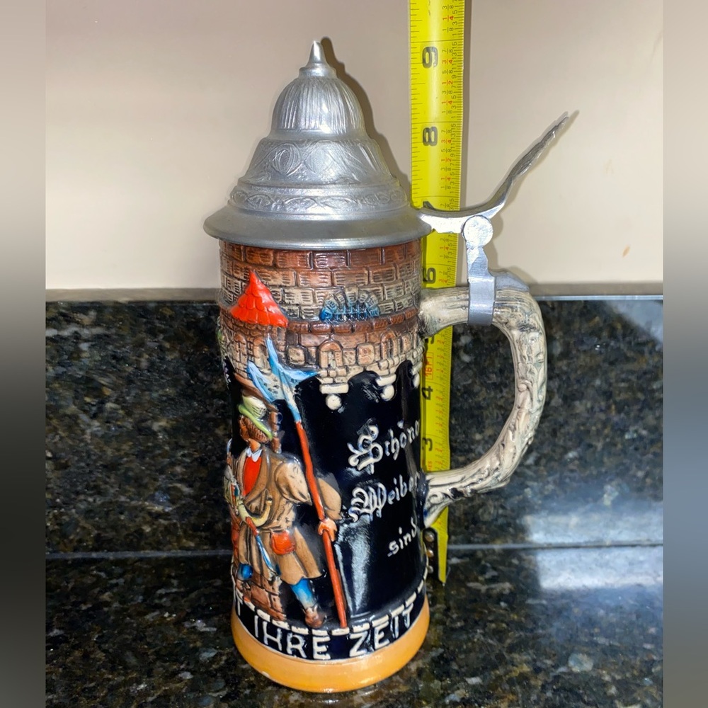 ANTIQUE BEER MUG WEST GERMANY CERAMIC HAND MADE 1952S 20th CENTURY 7.44 Fl. Oz.